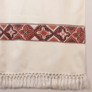 White Woven Wool Kullu Weaving Pallu Designed Shawl for Men's - Image 8