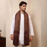 Winter Floral Pashmina Shawl Men's Large Soft Wool Wrap Warm Beige