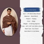 Winter Floral Pashmina Shawl Men's Large Soft Wool Wrap Warm Beige - Image 11