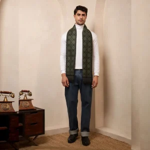 Winter Green Wool Muffler Men's Stylish Tartan Scarf - Image 5