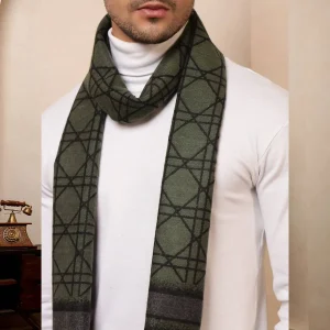 Winter Green Wool Muffler Men's Stylish Tartan Scarf - Image 7