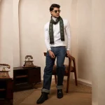 Winter Green Wool Muffler Men's Stylish Tartan Scarf - Image 6