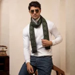 Winter Green Wool Muffler Men's Stylish Tartan Scarf - Image 2