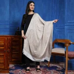 Winter Stole For Women Beige Paisley Wrap - Image 3