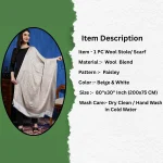 Winter Stole For Women Beige Paisley Wrap - Image 7