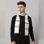 Winter Stylish Neck Wraps Men's White Striped Muffler