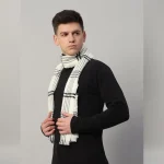 Winter Stylish Neck Wraps Men's White Striped Muffler - Image 2