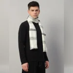 Winter Stylish Neck Wraps Men's White Striped Muffler - Image 3
