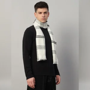 Winter Stylish Neck Wraps Men's White Striped Muffler - Image 3