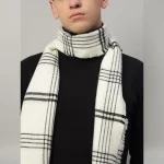 Winter Stylish Neck Wraps Men's White Striped Muffler - Image 5