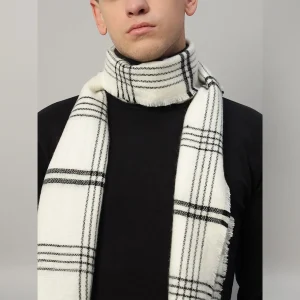 Winter Stylish Neck Wraps Men's White Striped Muffler - Image 5