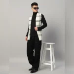 Winter Stylish Neck Wraps Men's White Striped Muffler - Image 4