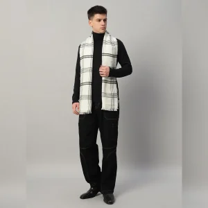 Winter Stylish Neck Wraps Men's White Striped Muffler - Image 6