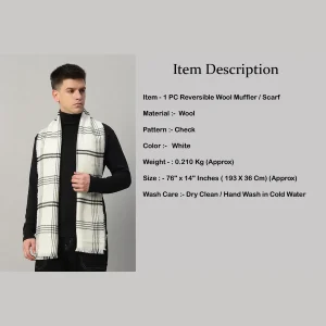 Winter Stylish Neck Wraps Men's White Striped Muffler - Image 8