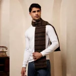Men's Brown Striped Wool Muffler Comfortable Reversible Neck Wraps - Image 2