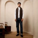 Men's Brown Striped Wool Muffler Comfortable Reversible Neck Wraps - Image 6