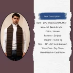 Men's Brown Striped Wool Muffler Comfortable Reversible Neck Wraps - Image 9