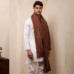 Winter Throw Pure Cashmere Shawl Men's Beige Floral & Paisley - Image 3