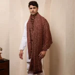 Winter Throw Pure Cashmere Shawl Men's Beige Floral & Paisley - Image 7