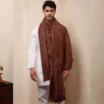 Winter Throw Pure Cashmere Shawl Men's Beige Floral & Paisley - Image 2