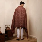 Winter Throw Pure Cashmere Shawl Men's Beige Floral & Paisley - Image 10