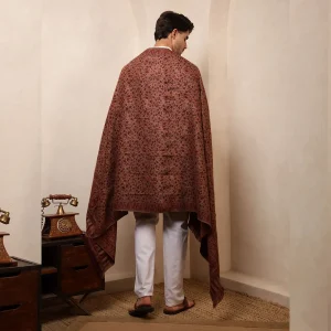 Winter Throw Pure Cashmere Shawl Men's Beige Floral & Paisley - Image 10