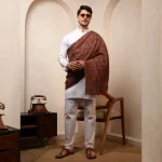 Winter Throw Pure Cashmere Shawl Men's Beige Floral & Paisley - Image 5