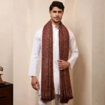 Winter Throw Pure Cashmere Shawl Men's Beige Floral & Paisley