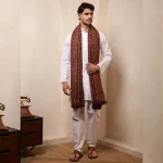Winter Throw Pure Cashmere Shawl Men's Beige Floral & Paisley - Image 6