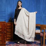 Winter Warm and Soft White Color Wool Shawl - Image 3