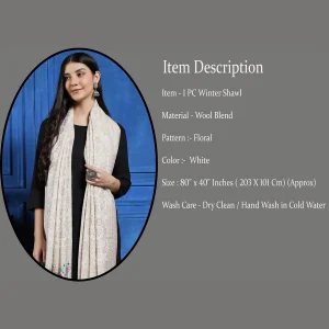 Winter Warm and Soft White Color Wool Shawl - Image 7