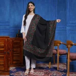 Winter Wrap Black Floral Women Long Stole - Image 4