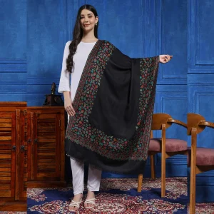 Winter Wrap Black Floral Women Long Stole - Image 4