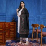 Winter Wrap Black Floral Women Long Stole - Image 2