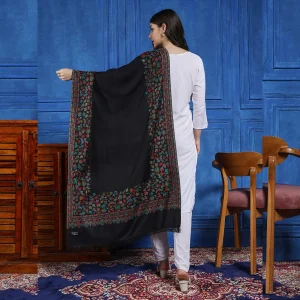 Winter Wrap Black Floral Women Long Stole - Image 5
