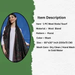 Winter Wrap Black Floral Women Long Stole - Image 7