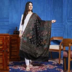 Winter Yak Wool Shawl Women Black Paisley Shawl - Image 3