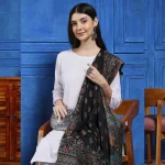 Winter Yak Wool Shawl Women Black Paisley Shawl