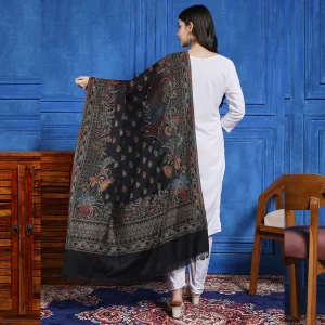 Winter Yak Wool Shawl Women Black Paisley Shawl - Image 5