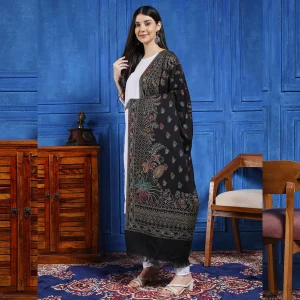 Winter Yak Wool Shawl Women Black Paisley Shawl - Image 4