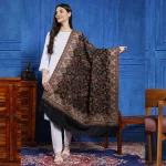 Women Ethnic Woven Black Paisley Design Shawl - Image 4