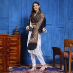 Women Ethnic Woven Black Paisley Design Shawl - Image 2