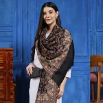 Women Ethnic Woven Black Paisley Design Shawl