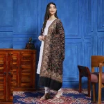 Women Ethnic Woven Black Paisley Design Shawl - Image 3