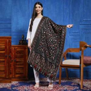 Women Gift Wrap Stole Black Paisley Winter Scarf - Image 4