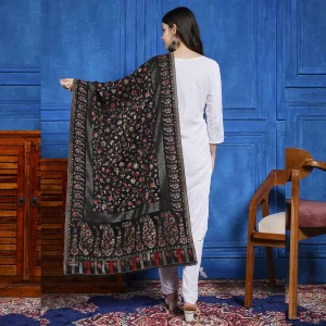 Women Gift Wrap Stole Black Paisley Winter Scarf - Image 5