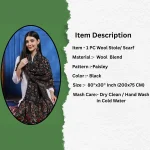 Women Gift Wrap Stole Black Paisley Winter Scarf - Image 7