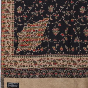 Women Kashmiri Wraps Black Floral Wool Shawl - Image 6
