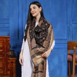 Women Kashmiri Wraps Black Floral Wool Shawl