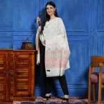 Women Kullu Shawl, Winter White Leaf Shawl - Image 2